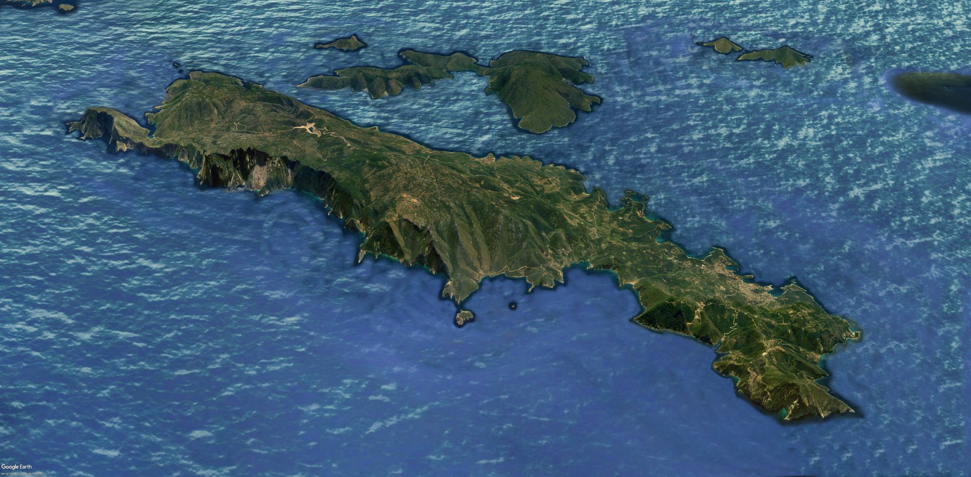 Alonnisos topoguide: Satelite image of Alonnisos Island