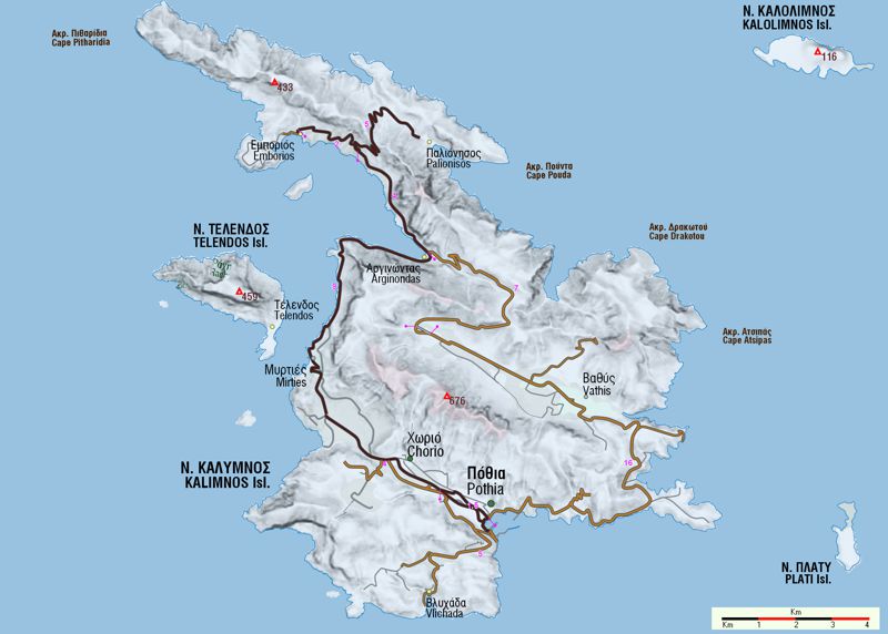 Αδρομερής χάρτης της Καλύμνου Χάρτης της Καλύμνου