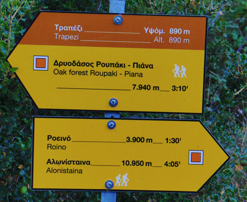 Σήμανση του Πορτοκαλί Μονοπατιού με κατατοπιστικές πινακίδες κατεύθυνσης