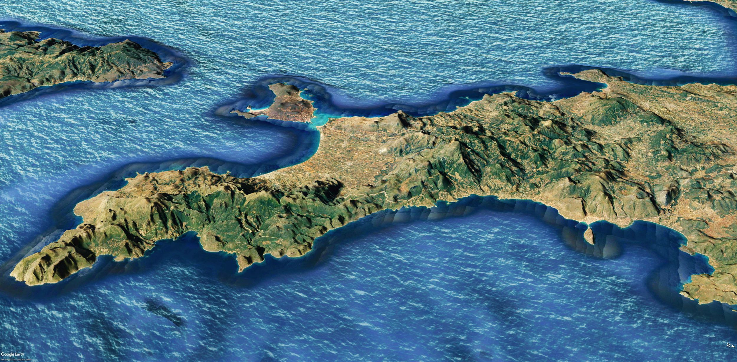 Μονεμβάσια-Βάτικα topoguide: Δορυφορική εικόνα της περιοχής